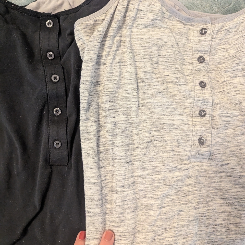 Black and Gray Button-Down Tops
